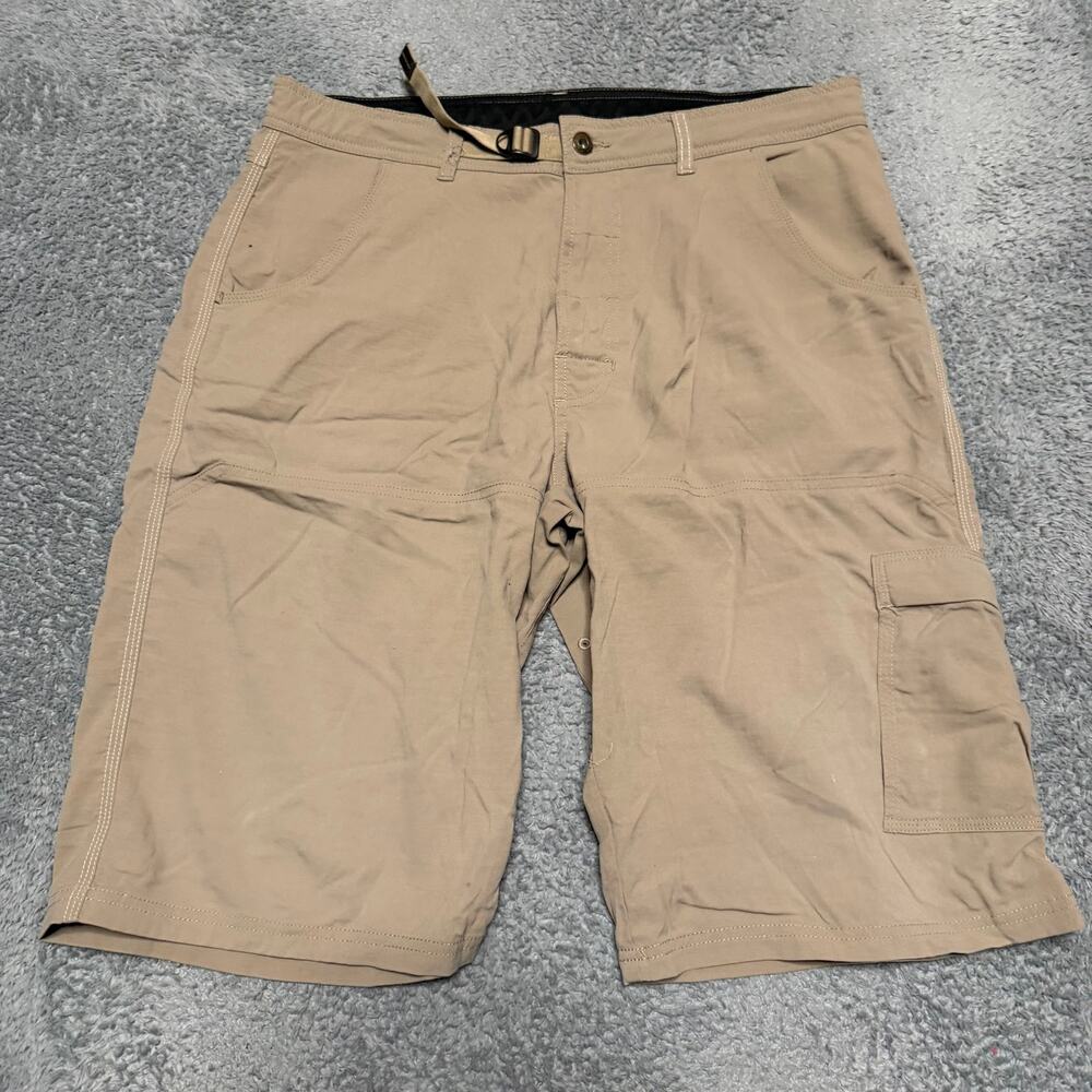 Prana Zion Cargo Shorts Mens Large (35x13) Light Brown Hiking Nylon *stain